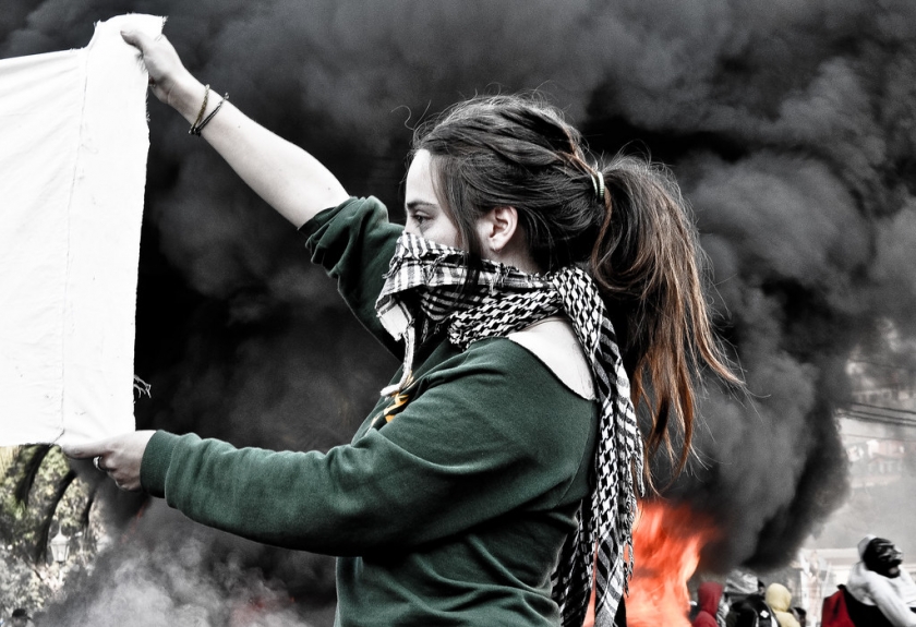  Manifestante en las protestas de Santiago de Chile 